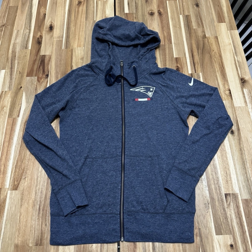 New England Patriots Hoodie Womens S Blue Nike Full Zip NFL Football Lightweight